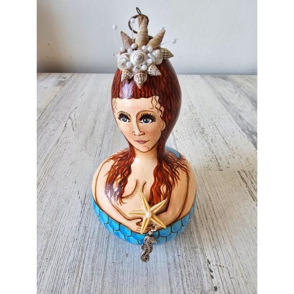 Vintage rowe small mermaid gourd starfish seahorse nautical shell unique ornamen - Picture 1 of 8